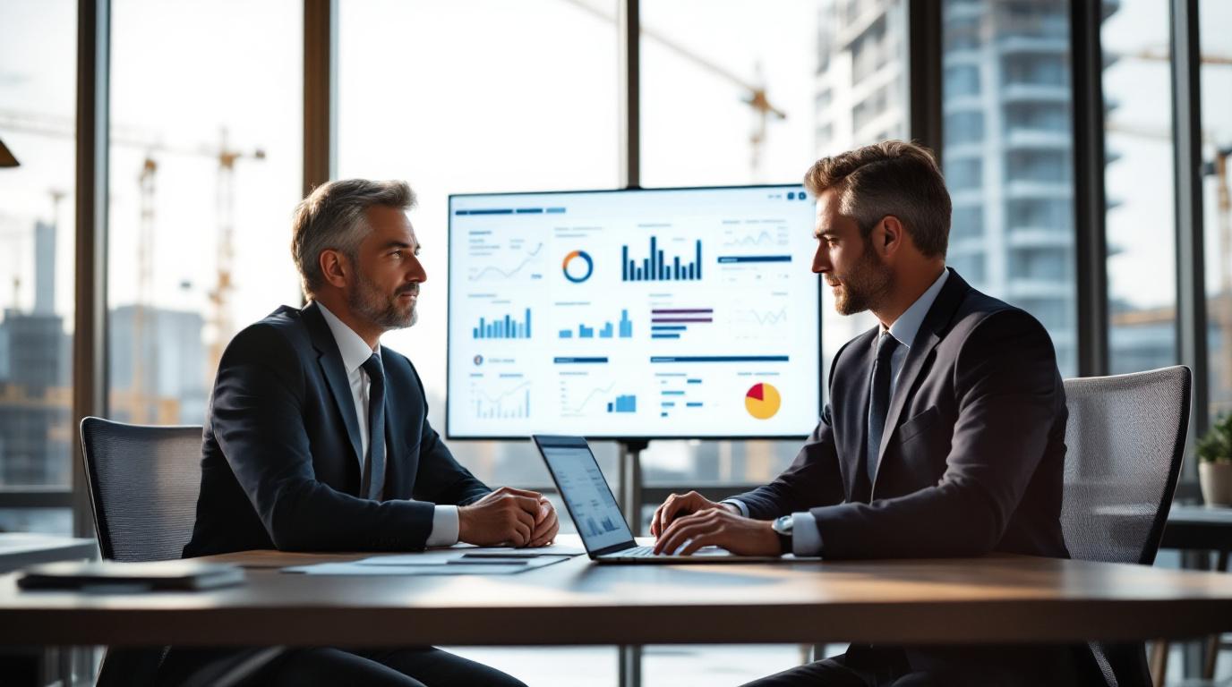 Construction business owner reviewing operational systems with a consultant